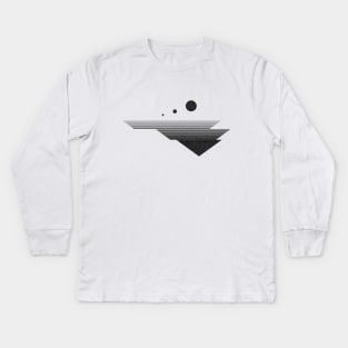 Three Moons Geometric Minimalist Line art Kids Long Sleeve T-Shirt